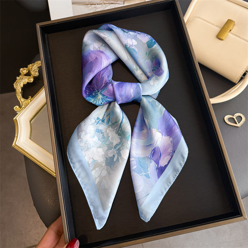2026 New Floral Print Silk Squ - Scarf Silk Square recension och pris