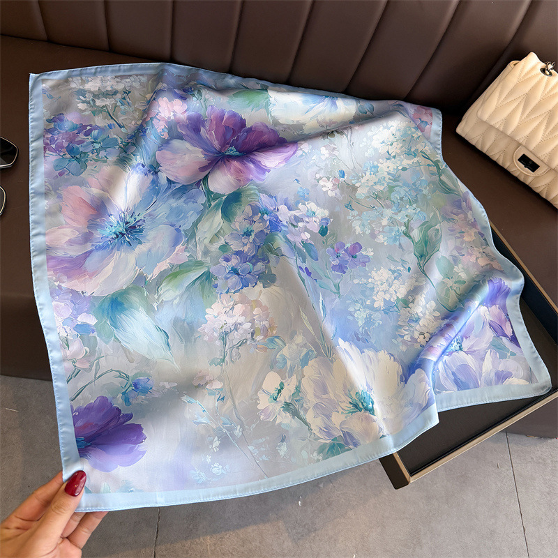 2026 New Floral Print Silk Squ - Scarf Silk Square recension och pris