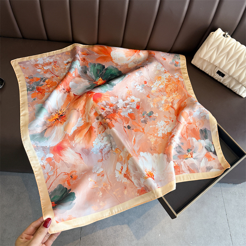 2026 New Floral Print Silk Squ - Scarf Silk Square recension och pris