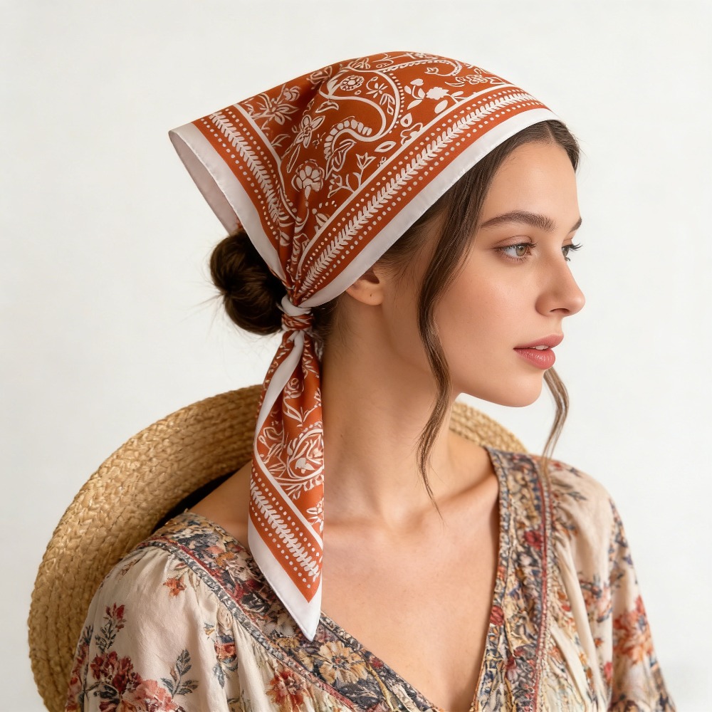 1Pc cashew print fashion silk  - Scarf Silk Square recension och pris